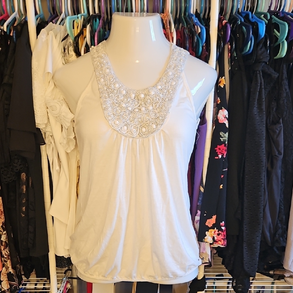 Elegant White Embellished Women's Top